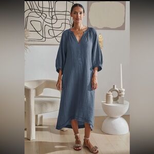 ♥️Ocean+Main slate blue gauze maxi dress